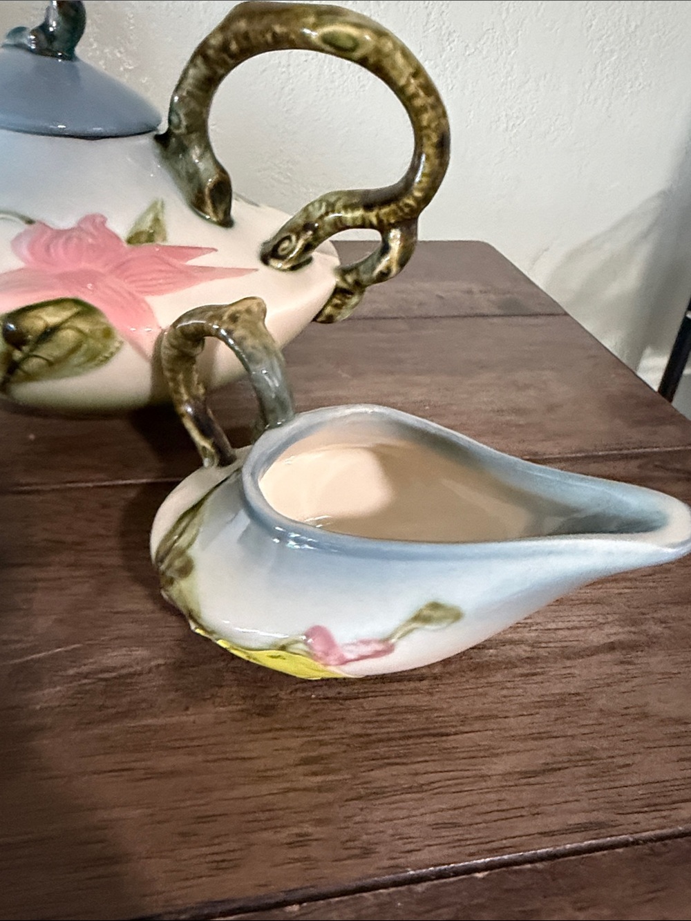 Vintage Hull Pottery Woodland Tea Set Teapot Creamer Sugar Bowl Signed 1950's - Picture 2 of 12